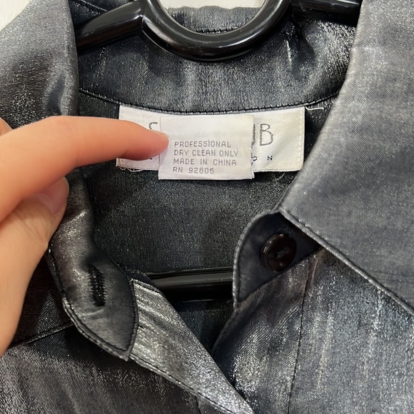 Silk Club Collection button down shirt - metallic silver/grey - size S - Picture 3 of 6